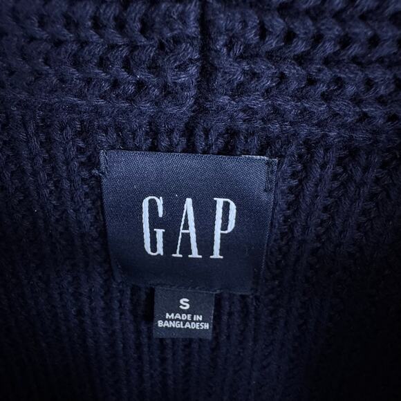 GAP Navy Blue Chunky Knit Shawl Collar Button Cardigan Grandpacore Preppy Mens S - Picture 5 of 5